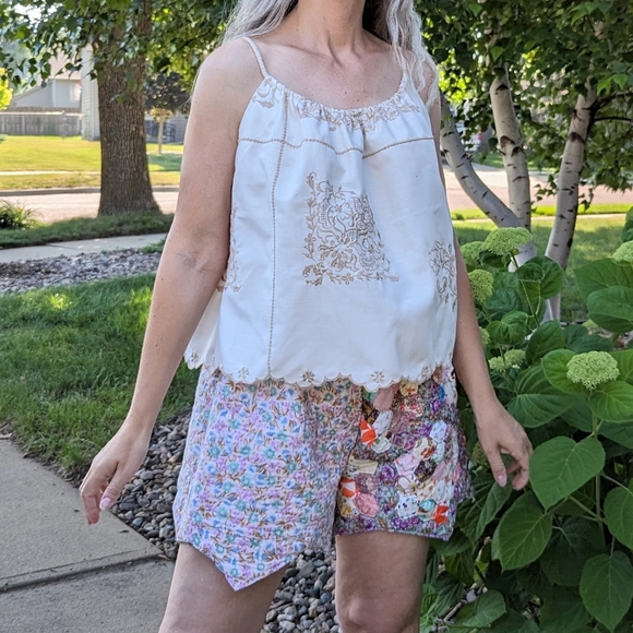 VINTAGE TABLECLOTH swing top 1970's upcycled M - Picture 7 of 12